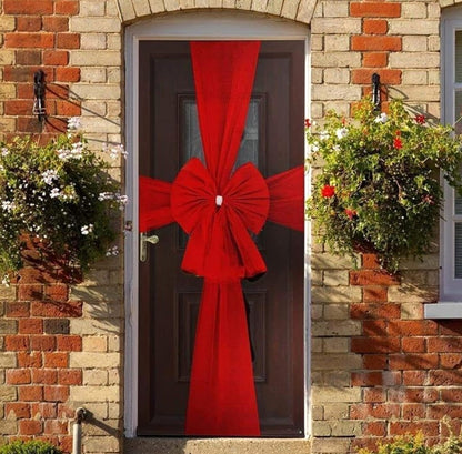 Large Christmas Fabric Door Bow and Ribbon Full Wrap with Led Light.