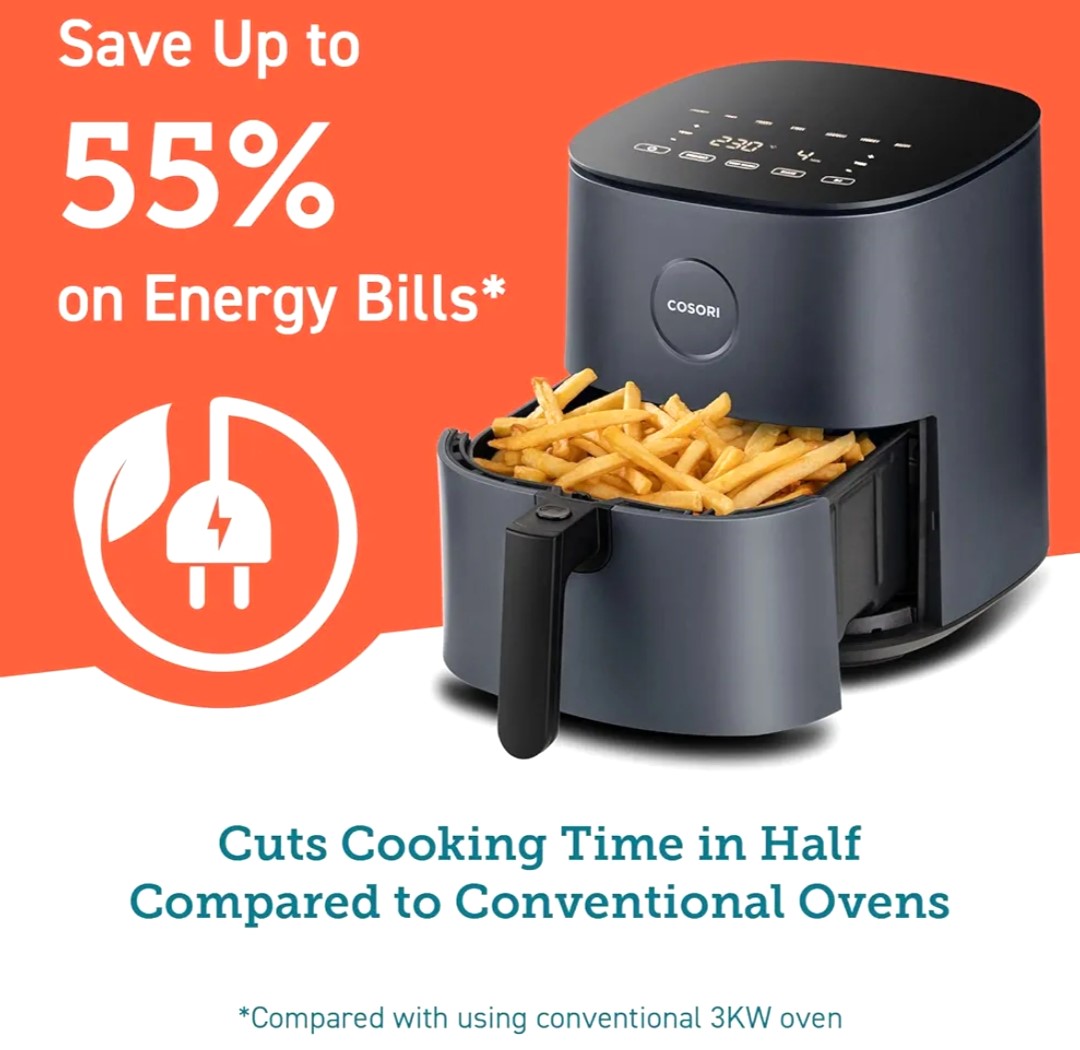 COSORI AIR FRYER 4,7 L. 9 in 1. Cripser Plate Not Included. Discover the convenience of the COSORI Air Fryer and start cooking healthier meals today.