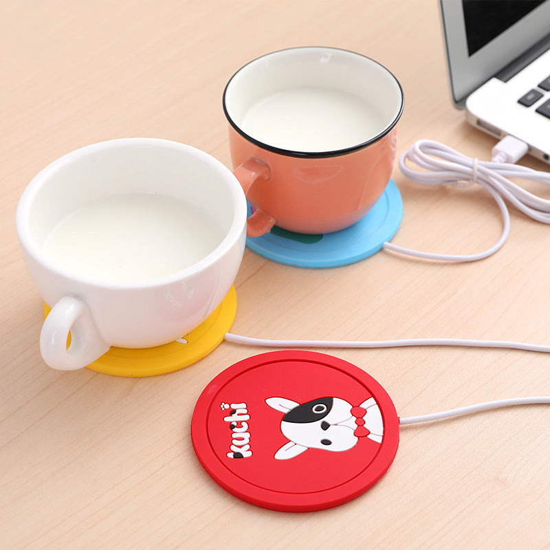 USB-Powered Tea &amp; Coffee Mug Warmer – Cartoon Wood Grain Design