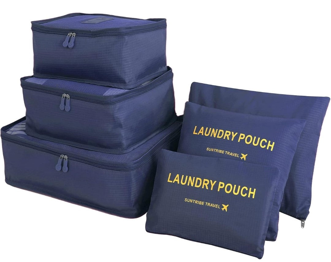 6 Pcs. Travel Organiser Packing Bags. Navy. Transform your travel experience with these efficient and stylish packing organisers!