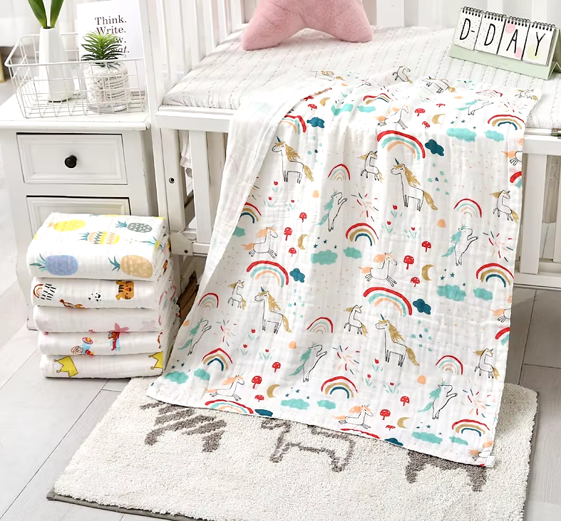 Baby Bath Towel – 4-Layer Gauze Towel Blanket for Newborns