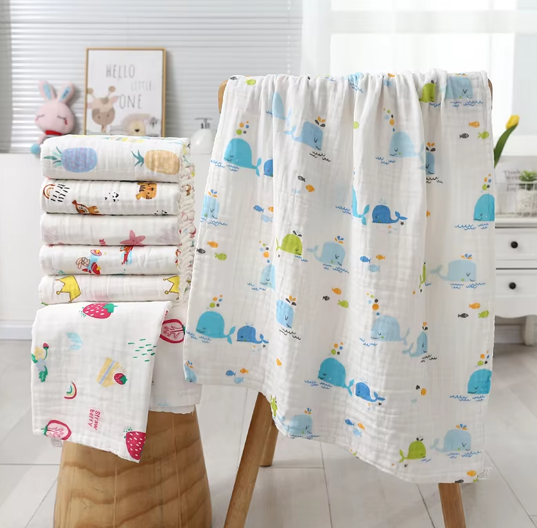 Baby Bath Towel – 4-Layer Gauze Towel Blanket for Newborns