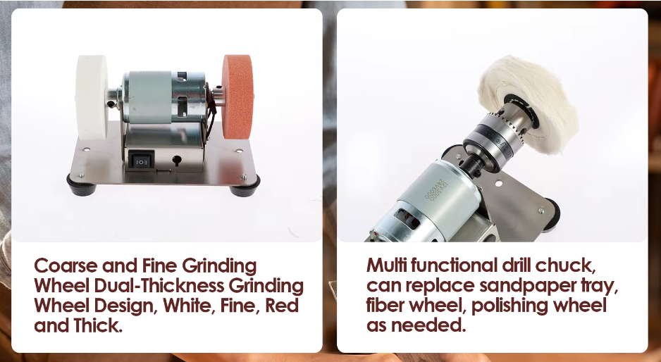 Mini Electric Grinding Machine – Dual-Wheel Grinder for Coarse &amp; Fine Polishing