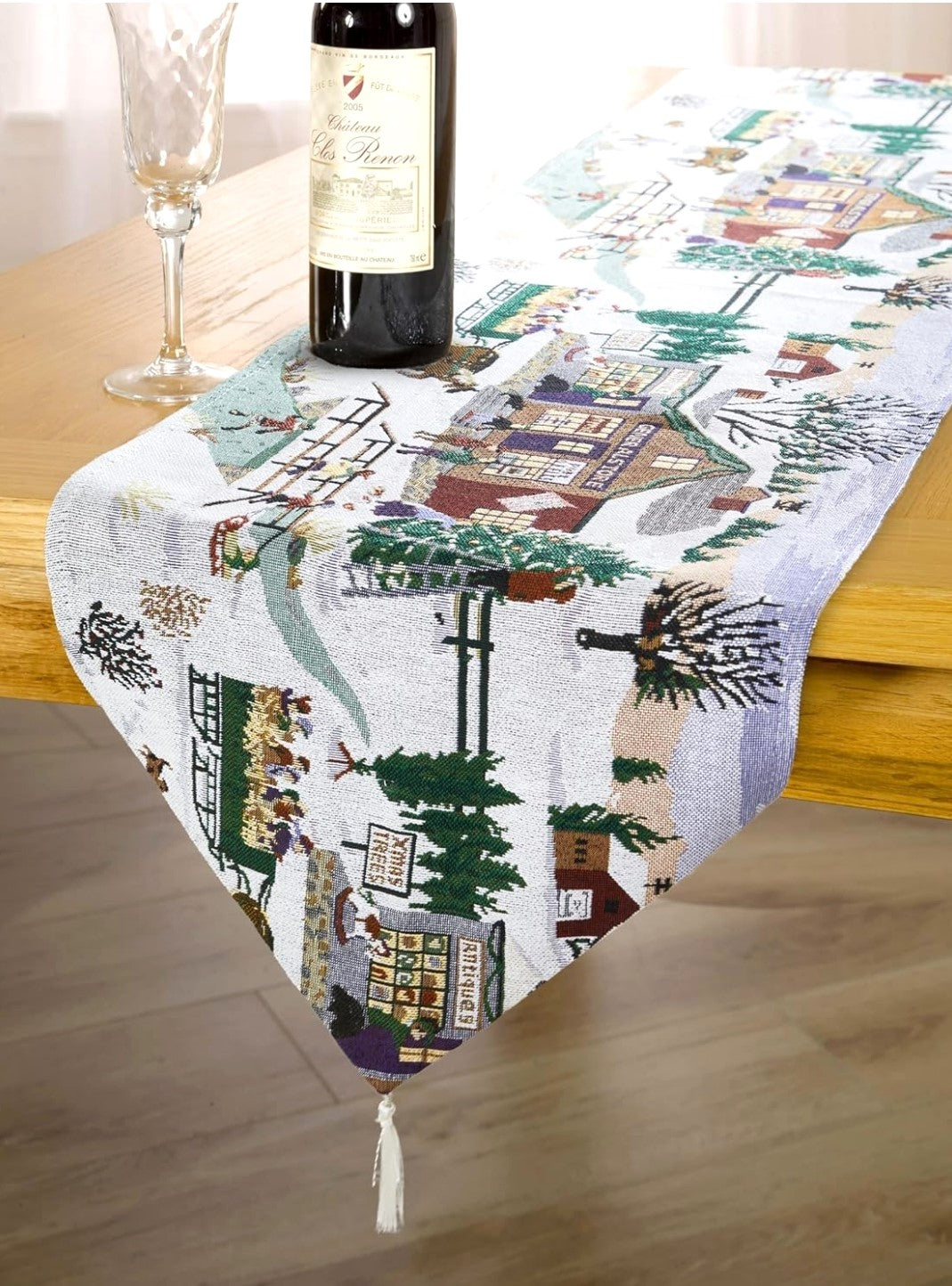 Christmas Tapestry Table Runner - Winter Wonderland. 33cm x 182cm.