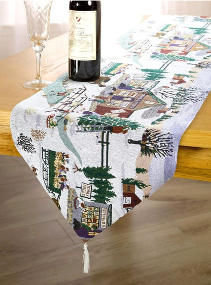 Christmas Tapestry Table Runner - Winter Wonderland. 33cm x 182cm.