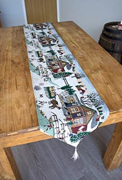 Christmas Tapestry Table Runner - Winter Wonderland. 33cm x 182cm.