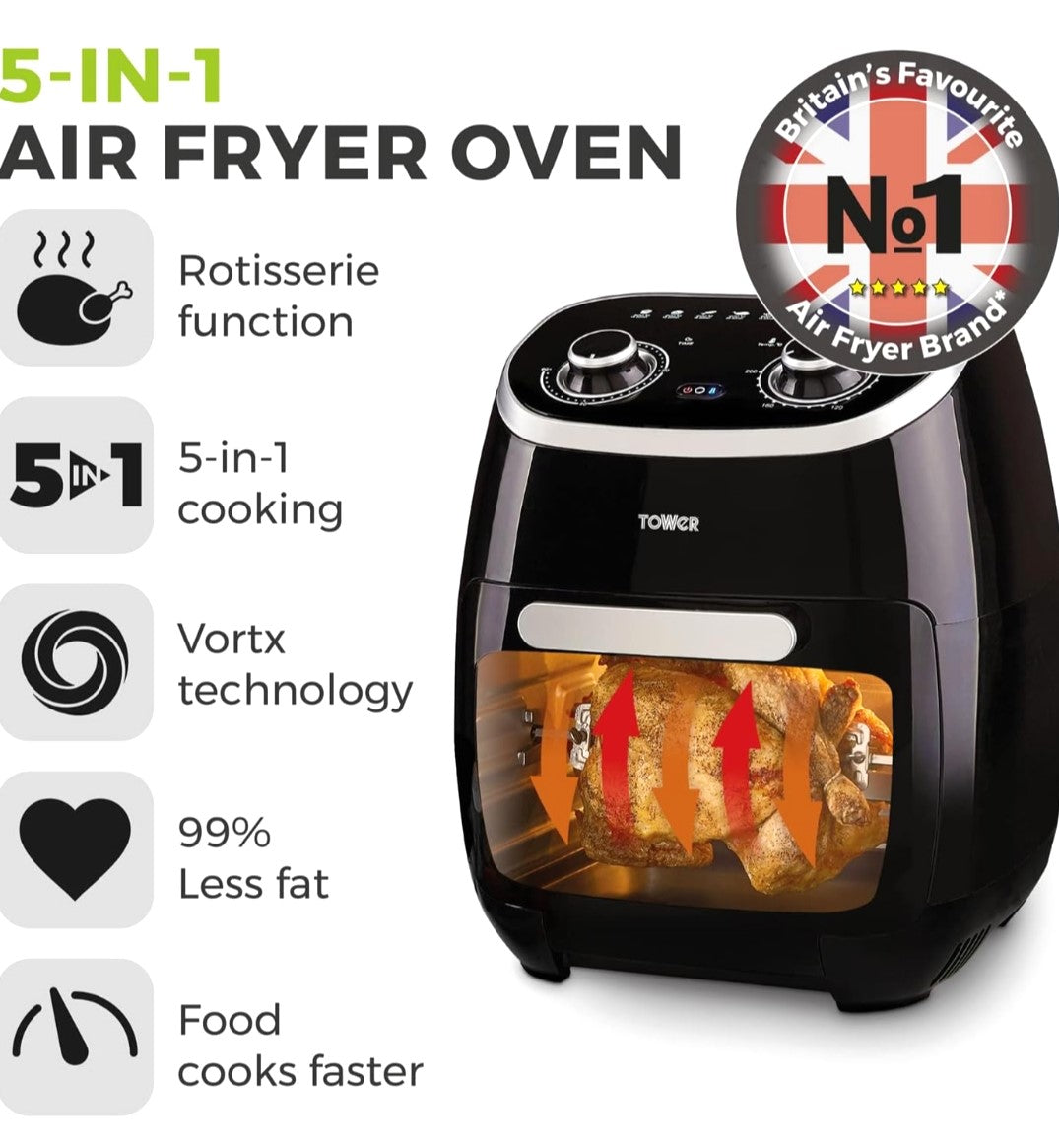 TOWER 5-in-1 Air Fryer Oven T17038. 11L. Make every meal healthier and more convenient!