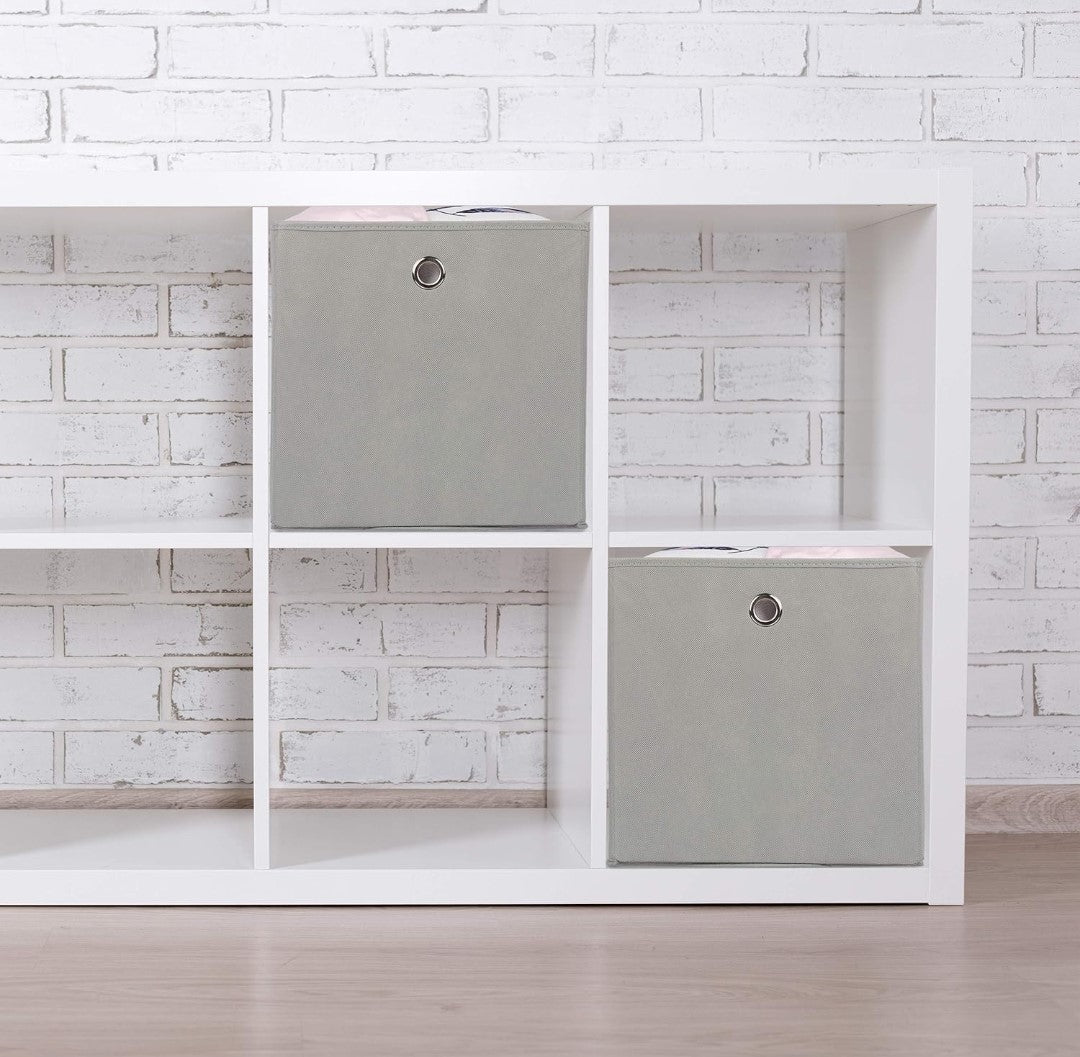 Grey 2 pc Foldable Storage Cube. Maximize your space and declutter with the Grey 2-Piece Foldable Storage Cube Set.