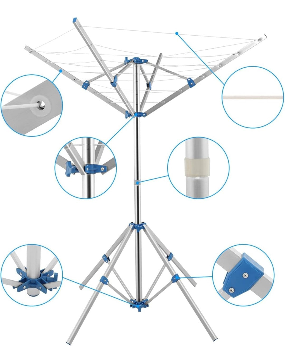 Clothes Airer Portable Rotary Washing Line. 4 Arms. Upgrade your laundry routine with this portable rotary washing line.