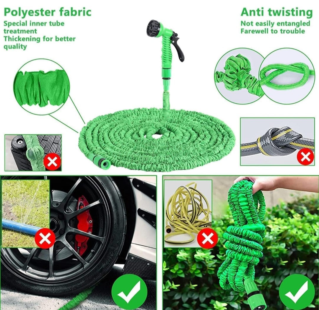 ALIVIO 75 ft Latex Garden Expandable Hose. Green. Upgrade your garden setup today with the ALIVIO 75 ft Expandable Hose.