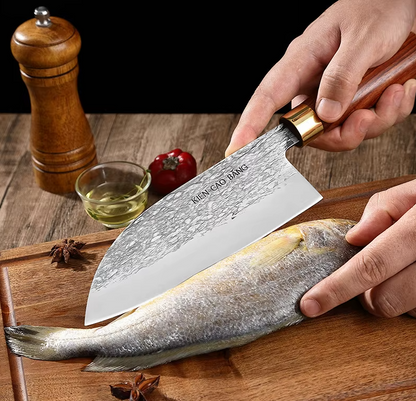 High Chromium Carbon Stainless Steel Kitchen Knife Solid Wood Handle