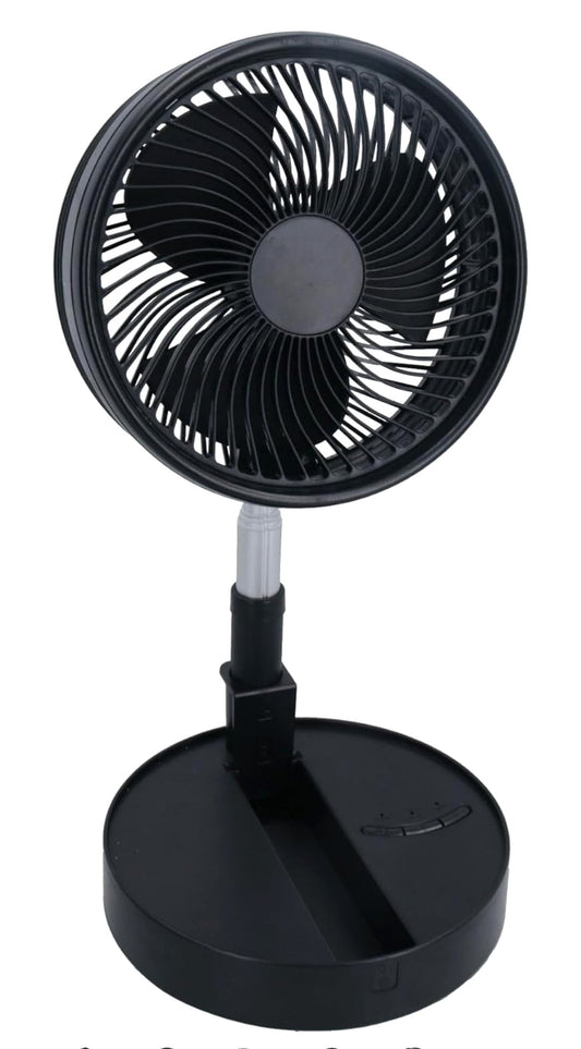 B&H Telescopic Folding Fan. Black. Order yours today for comfort on demand!