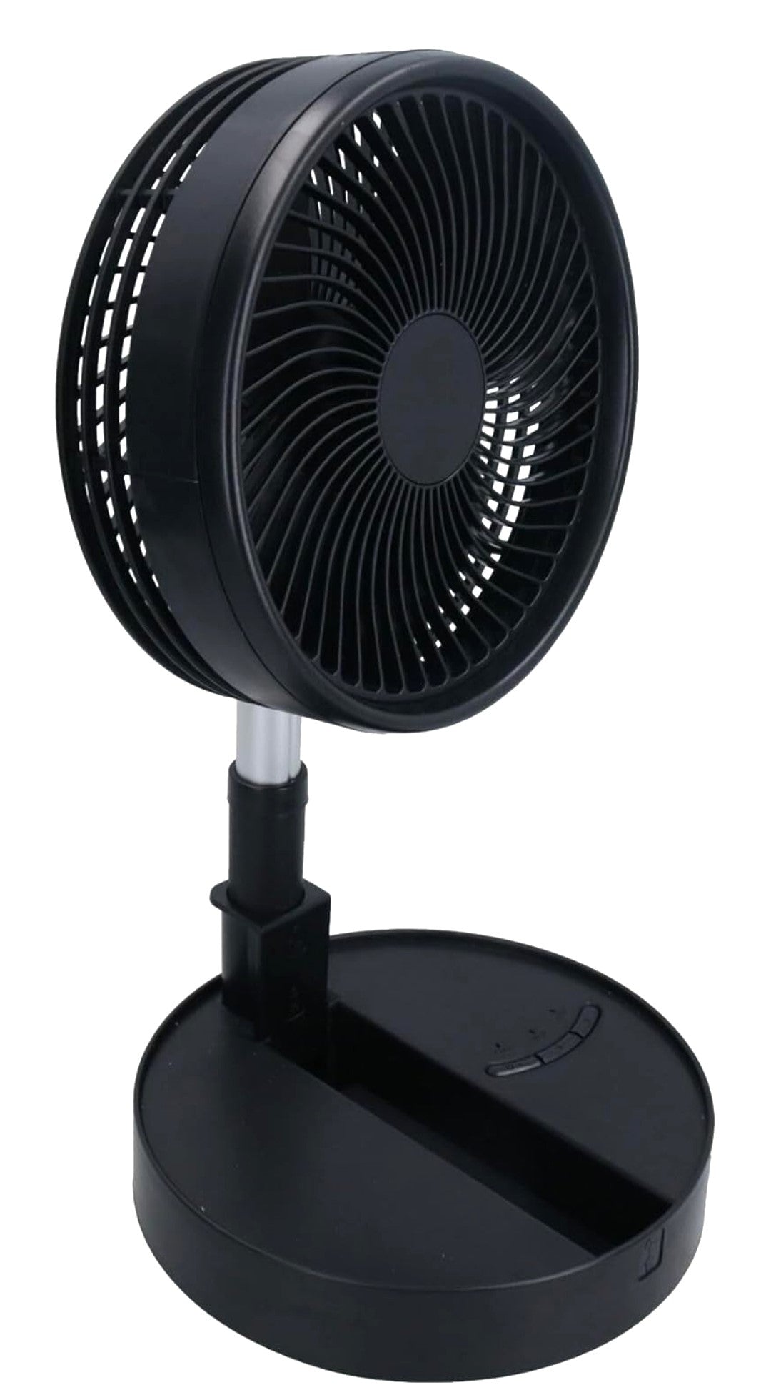 B&H Telescopic Folding Fan. Black. Order yours today for comfort on demand!