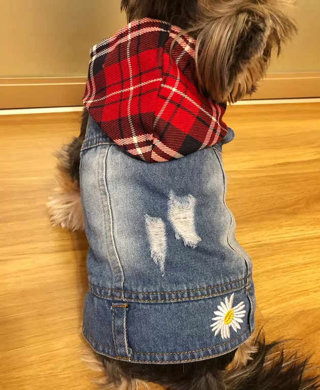 Designer Dog Clothes Small Dog Denim Jacket Coat Cat Costume Puppy Jeans Vest Spring Clothing