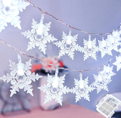 Snowflake Fairy Lights 6m - 40 Leds Battery Operated String Lights.