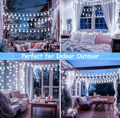 Snowflake Fairy Lights 6m - 40 Leds Battery Operated String Lights.