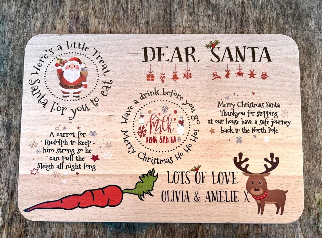 Solid Wooden Santa Treat Plate , Platter Board.