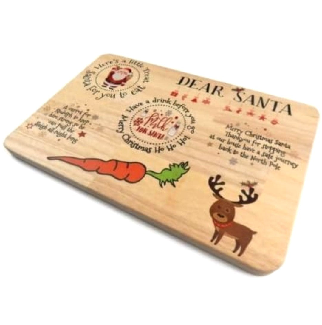 Solid Wooden Santa Treat Plate , Platter Board.