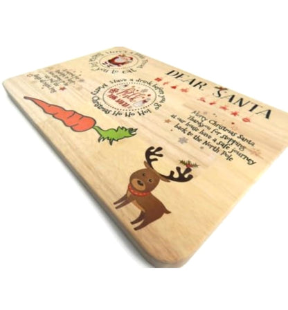 Solid Wooden Santa Treat Plate , Platter Board.