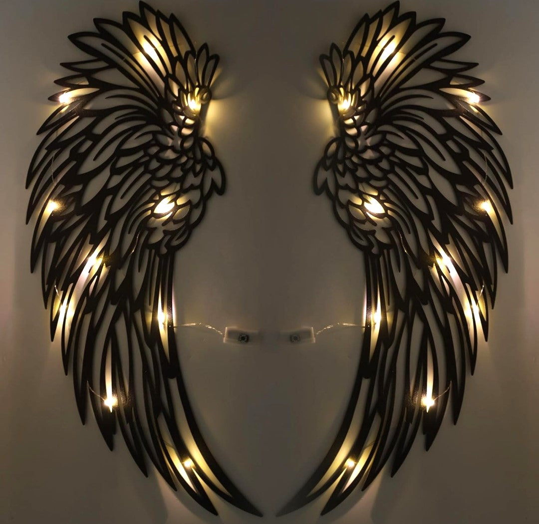 Led Angel Wings Wall Decor Metal. Black. Order now and let your space shine!