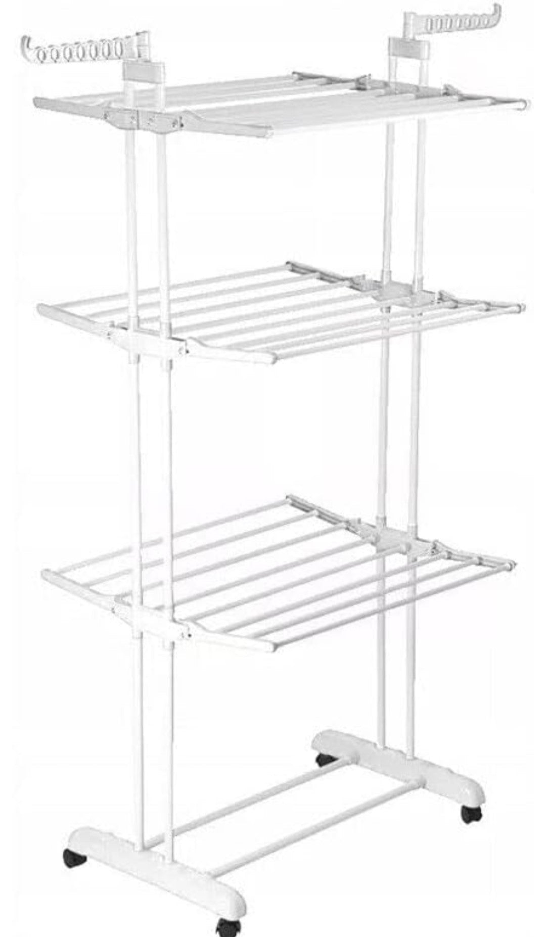 3 Tier Upright Clothes Drying Rack. White. Simplify your laundry routine with the 3 Tier Clothes Drying Rack.