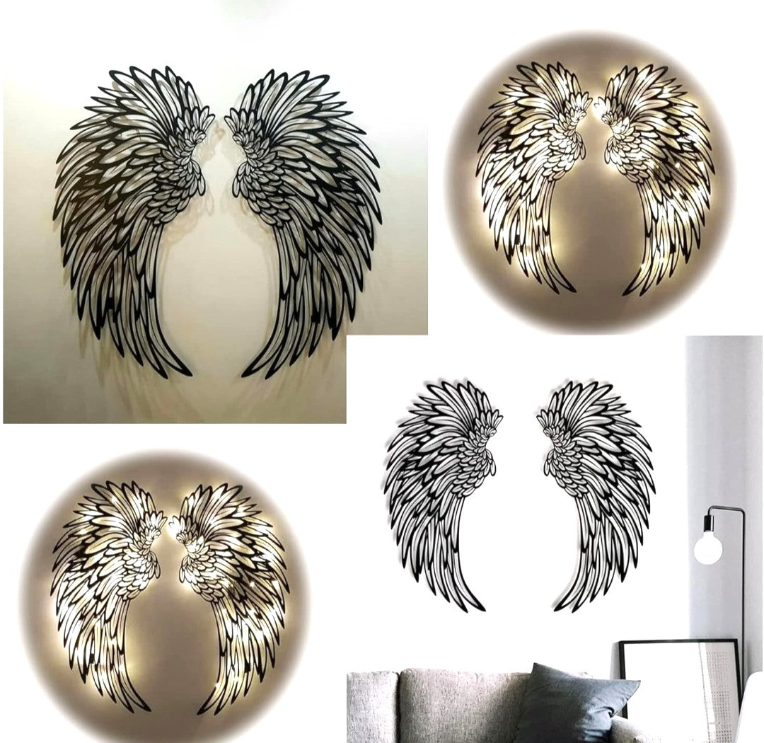 Led Angel Wings Wall Decor Metal. Black. Order now and let your space shine!