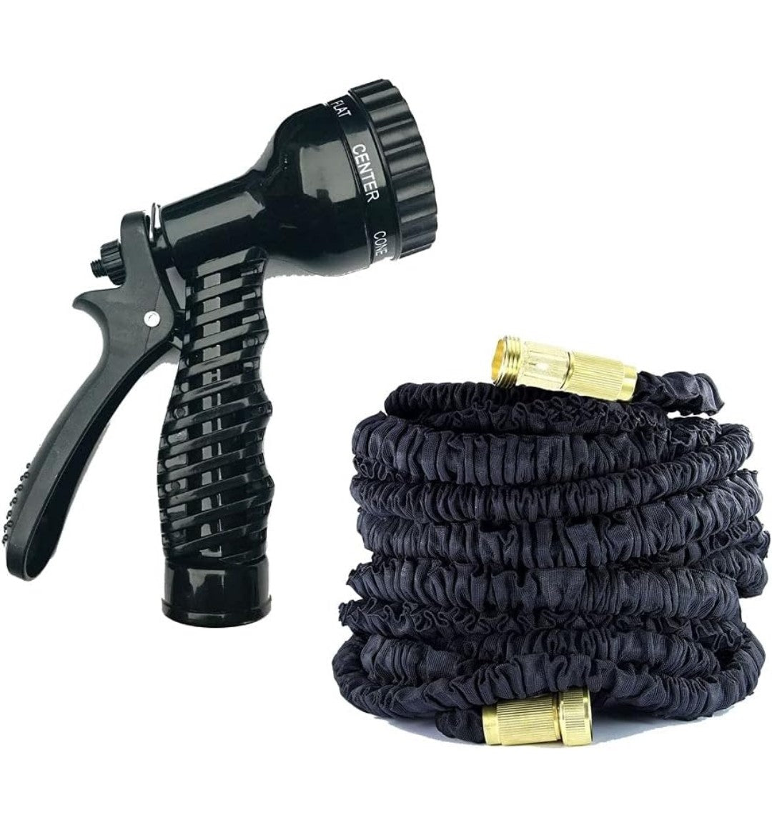 150 ft Expandable Garden Hose with Solid Bras Spray Gun. Upgrade your garden tools today with the 150 ft Expandable Garden Hose with Solid Brass Spray Gun.