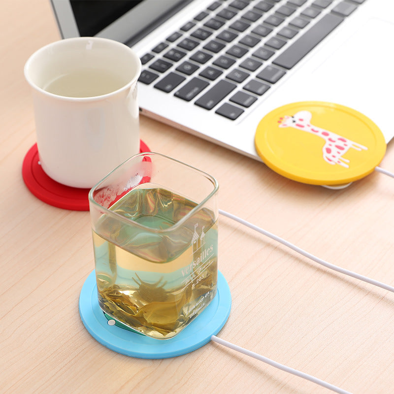 USB-Powered Tea &amp; Coffee Mug Warmer – Cartoon Wood Grain Design