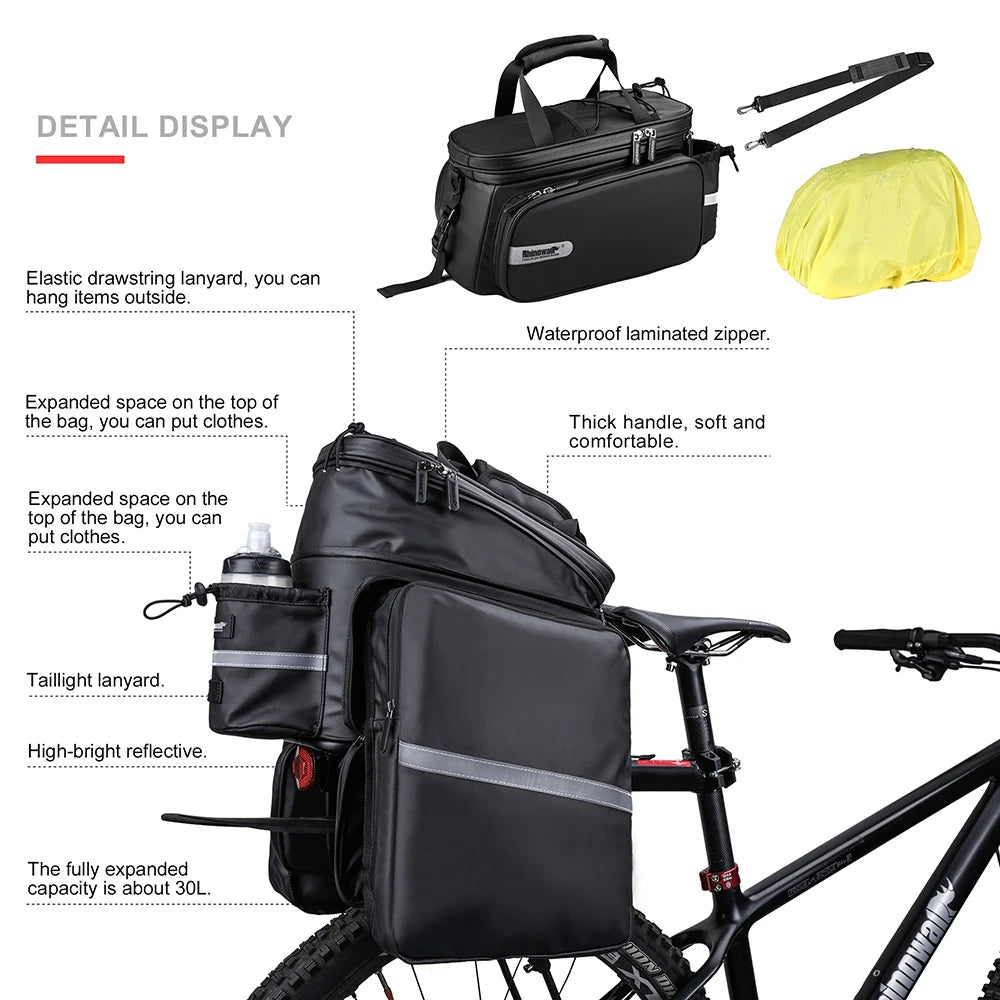 Rhinowalk 3-in-1 MTB Rack Trunk Pannier Bag