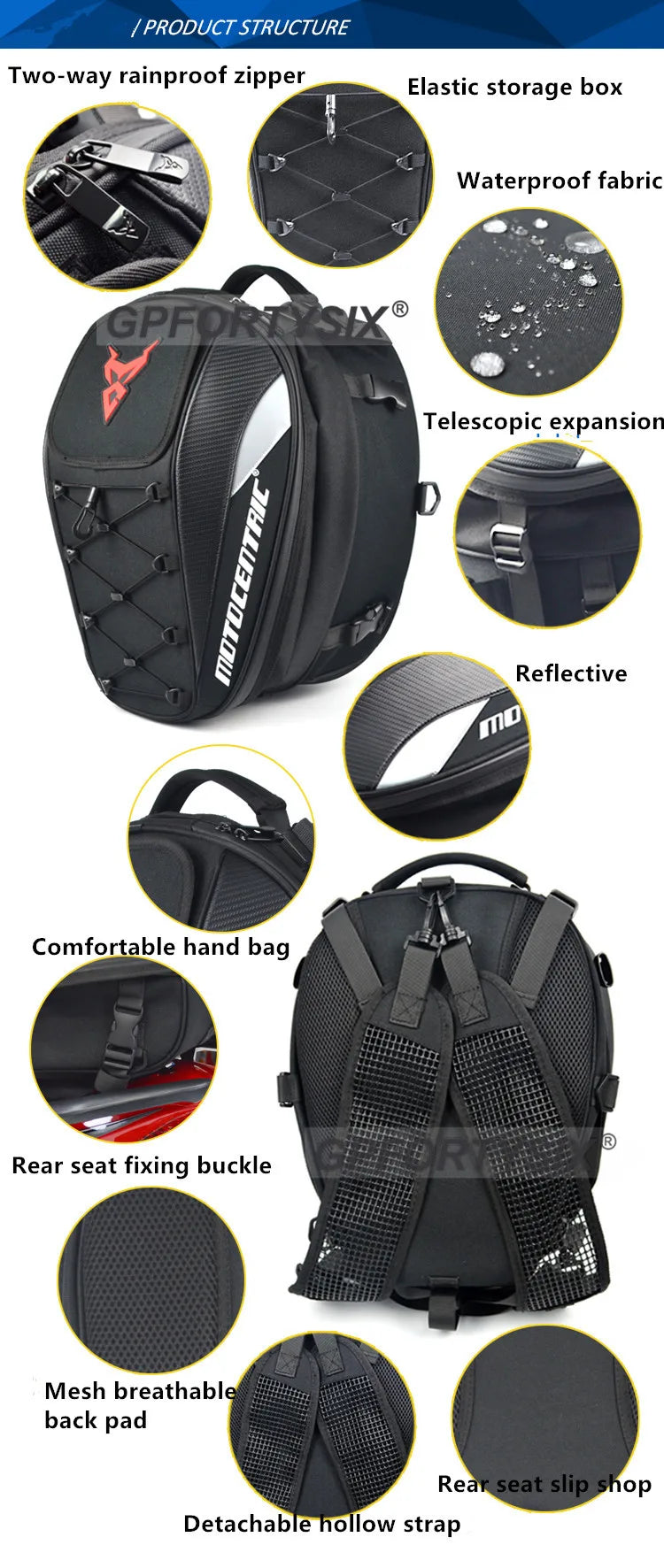 Motocentric Waterproof Motorcycle Tail Bag