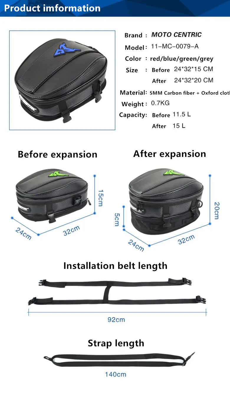 Motocentric Waterproof Motorcycle Tail Bag