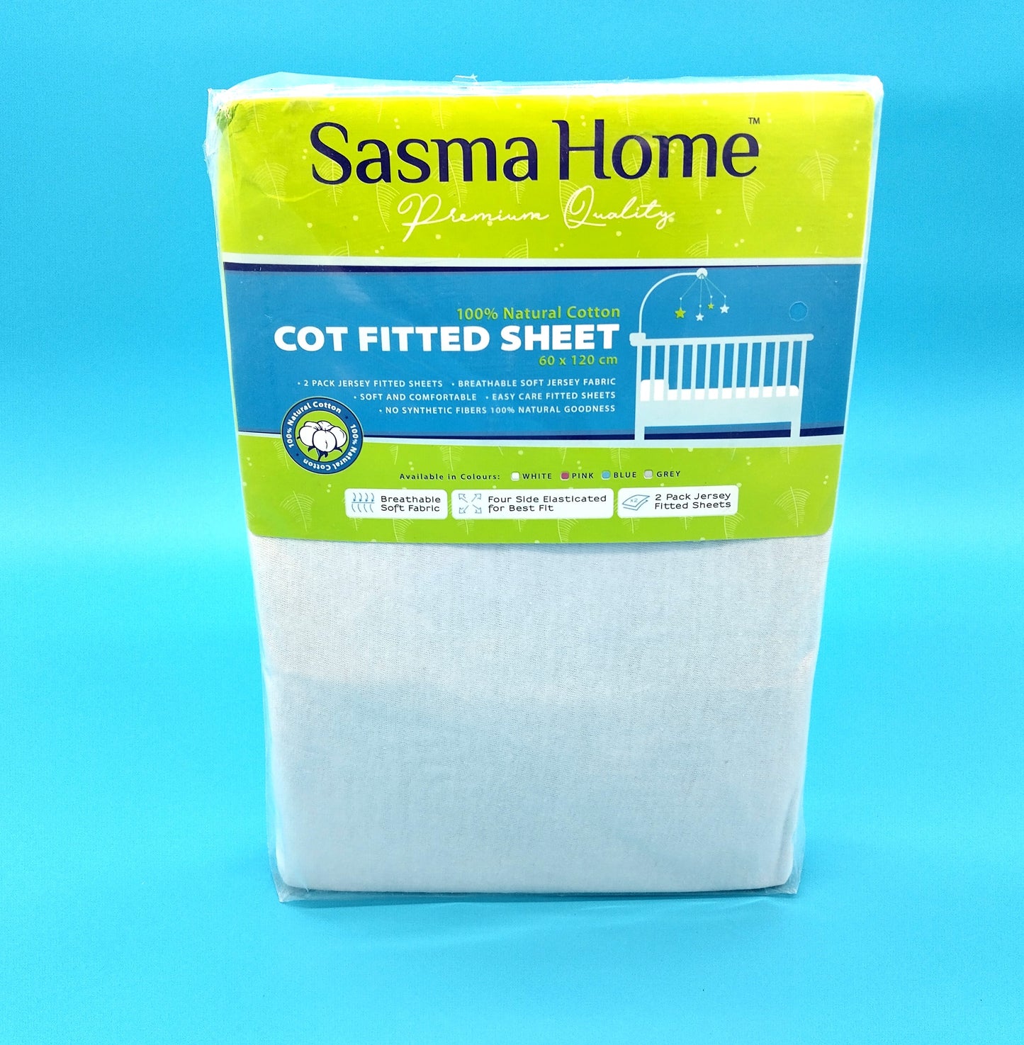 Cot Fitted Sheet.  Give your baby the gift of comfort with our 100% Cotton Cot Fitted Sheet.