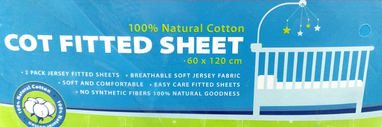 Cot Fitted Sheet.  Give your baby the gift of comfort with our 100% Cotton Cot Fitted Sheet.