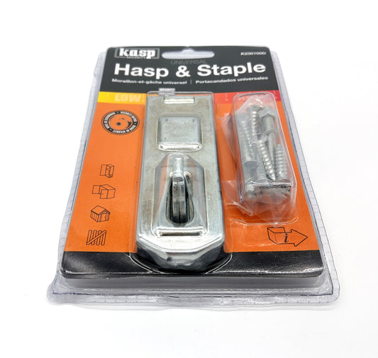 Kasp 230 Universal Hasp and Staple. Ensure maximum security for your belongings with this High-Security Hardened Staple Hasp.