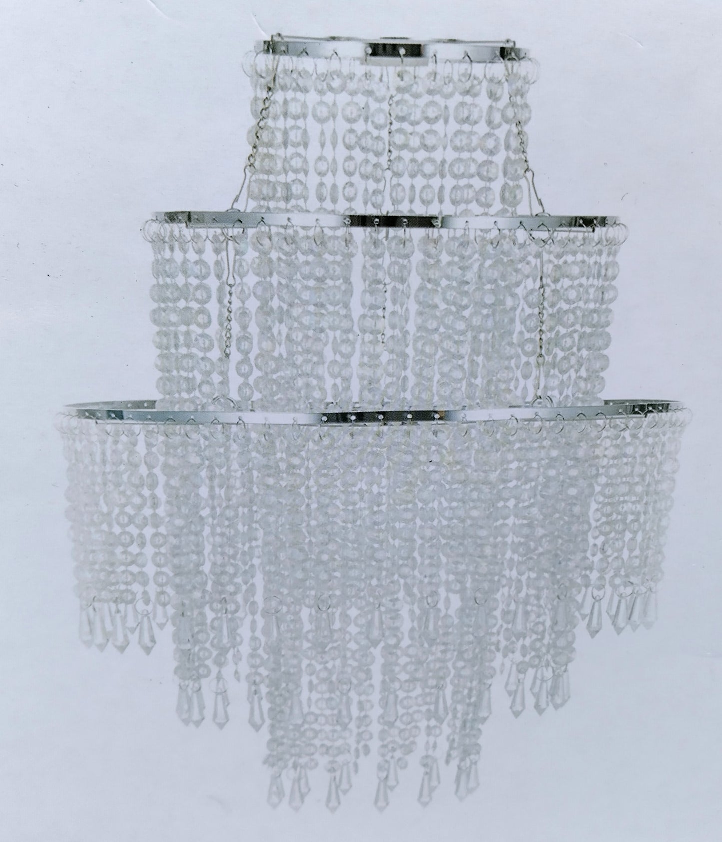 GIGGI Acrylic 3-Tier Lamp Shade. Clear. Elevate your home decor with this stunning Easy Fit Crystal Chandelier Light Shade.