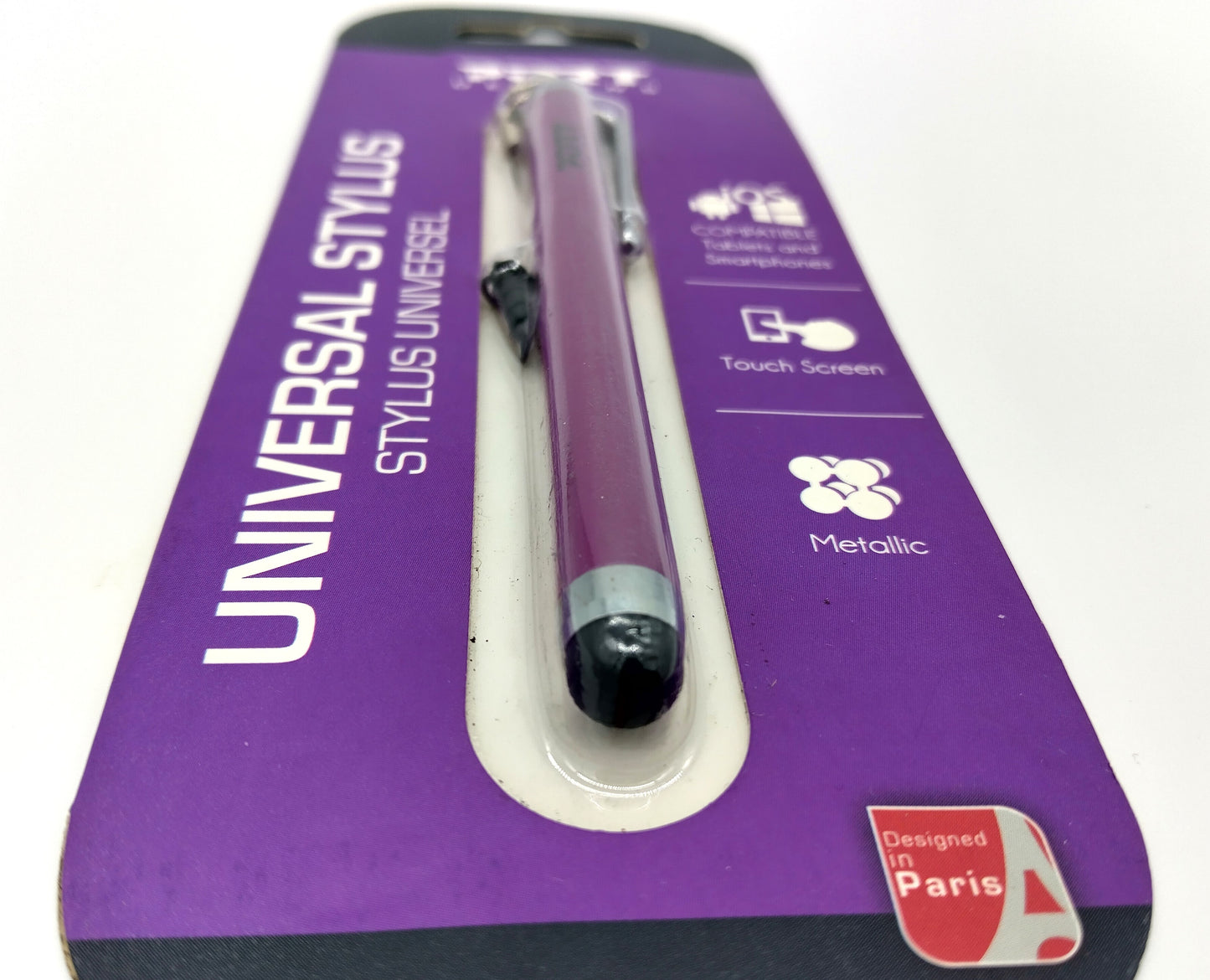 Universal Stylus. Perfect for artists, professionals, and everyday users, this stylish purple stylus offers precision, comfort, and easy storage.