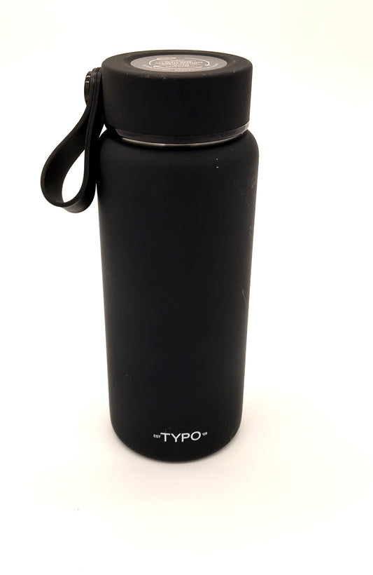 Hot or Cold Water Bottle. Stainless Steel. 350ml. Black. Enjoy eco-friendly and stylish hydration with this Sustainable Stainless Steel Water Bottle.