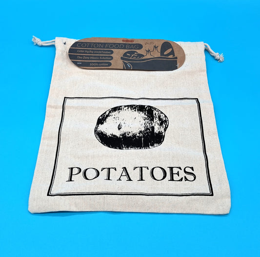 Cotton Food Bag. Make a positive impact on the environment while keeping your food fresh with our Cotton Veg Bag for POTATOES.