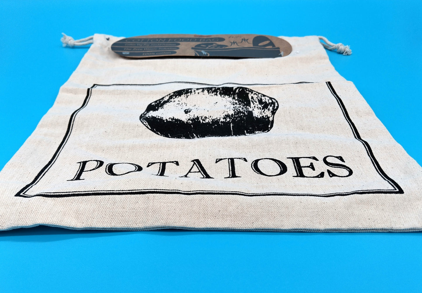 Cotton Food Bag. Make a positive impact on the environment while keeping your food fresh with our Cotton Veg Bag for POTATOES.