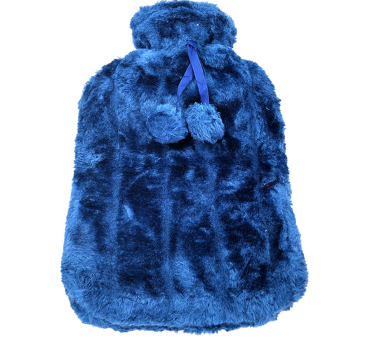 Cosy Faux Fur Hot Water Bottle. 2L.  Transform your cold nights into a warm, cosy haven with the Luxury Cosy Faux Fur Pom Pom Hot Water Bottle. W