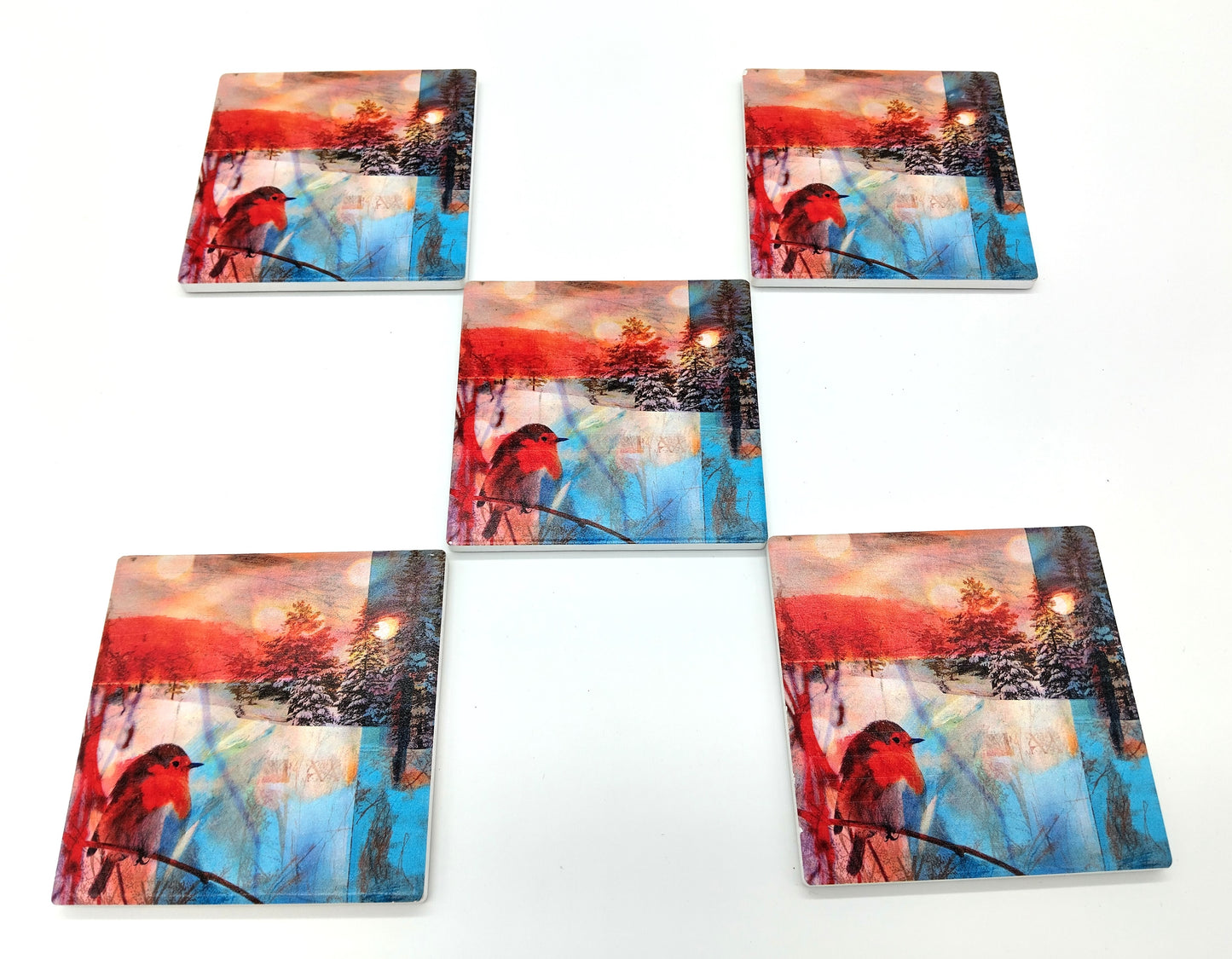 Set of 5 Winter Forest Coaster. Perfect for the winter season and beyond.