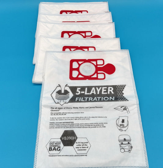 Hoover Bags. 5 Pcs. Ensure your Numatic vacuum cleaner continues to perform efficiently with these Compatible Cloth Hoover Bags.