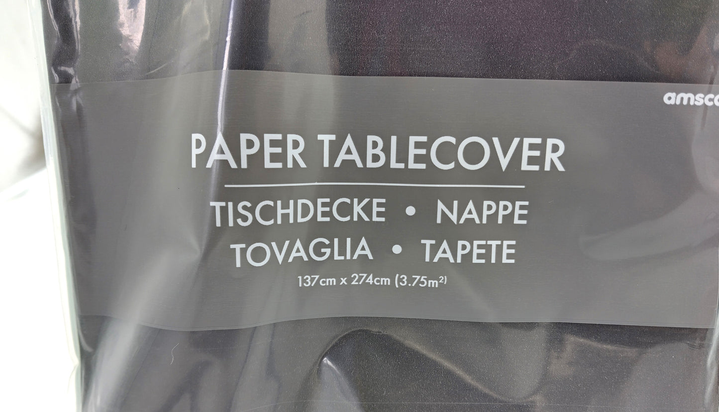 Paper Table Cover Eco Friendly. 12 Pcs. Enhance your party decor with these stylish and eco-friendly black paper table covers.