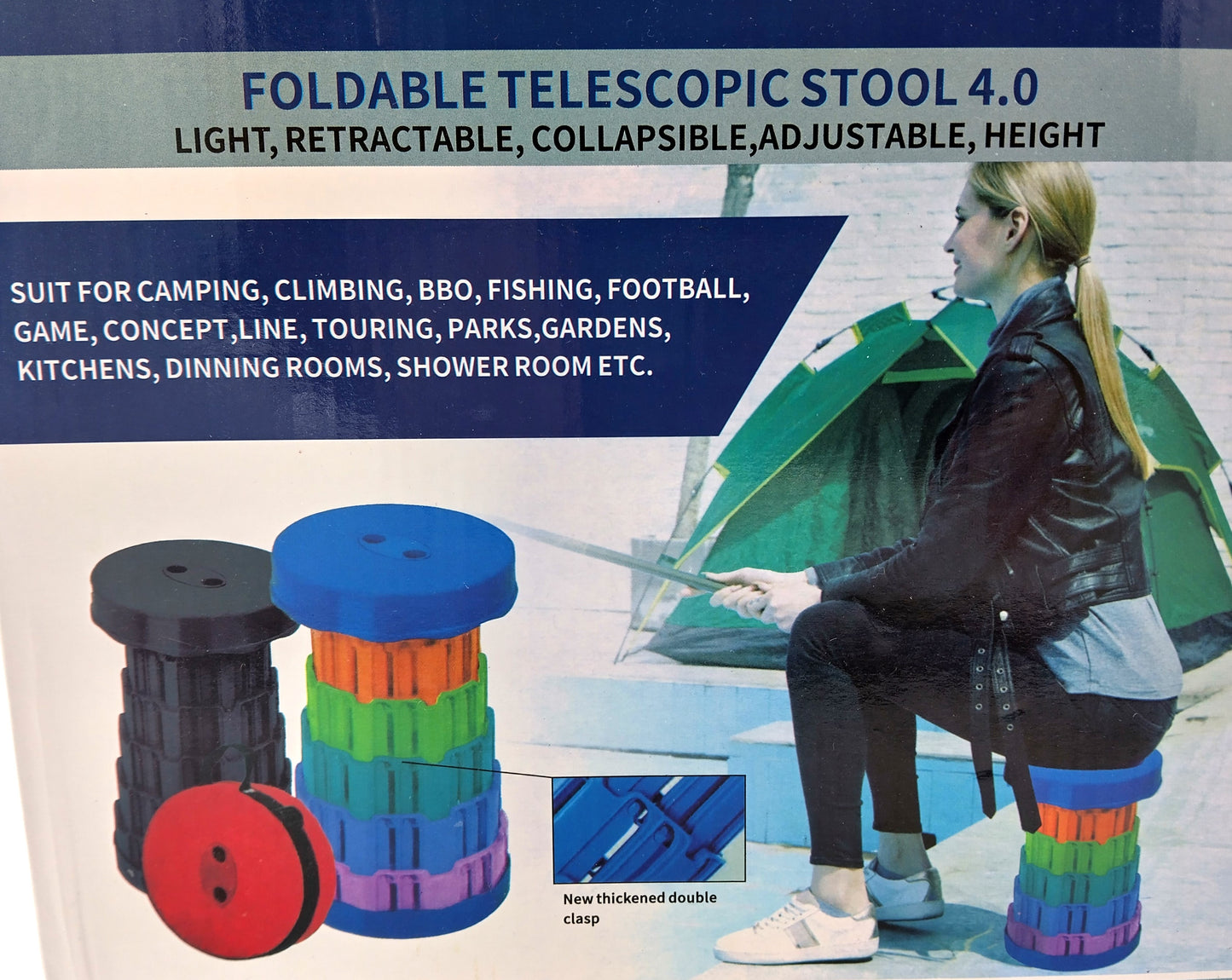 Portable Telescopic Stool - Multicolor, Adjustable Height (18.5 x 9.4 inches)