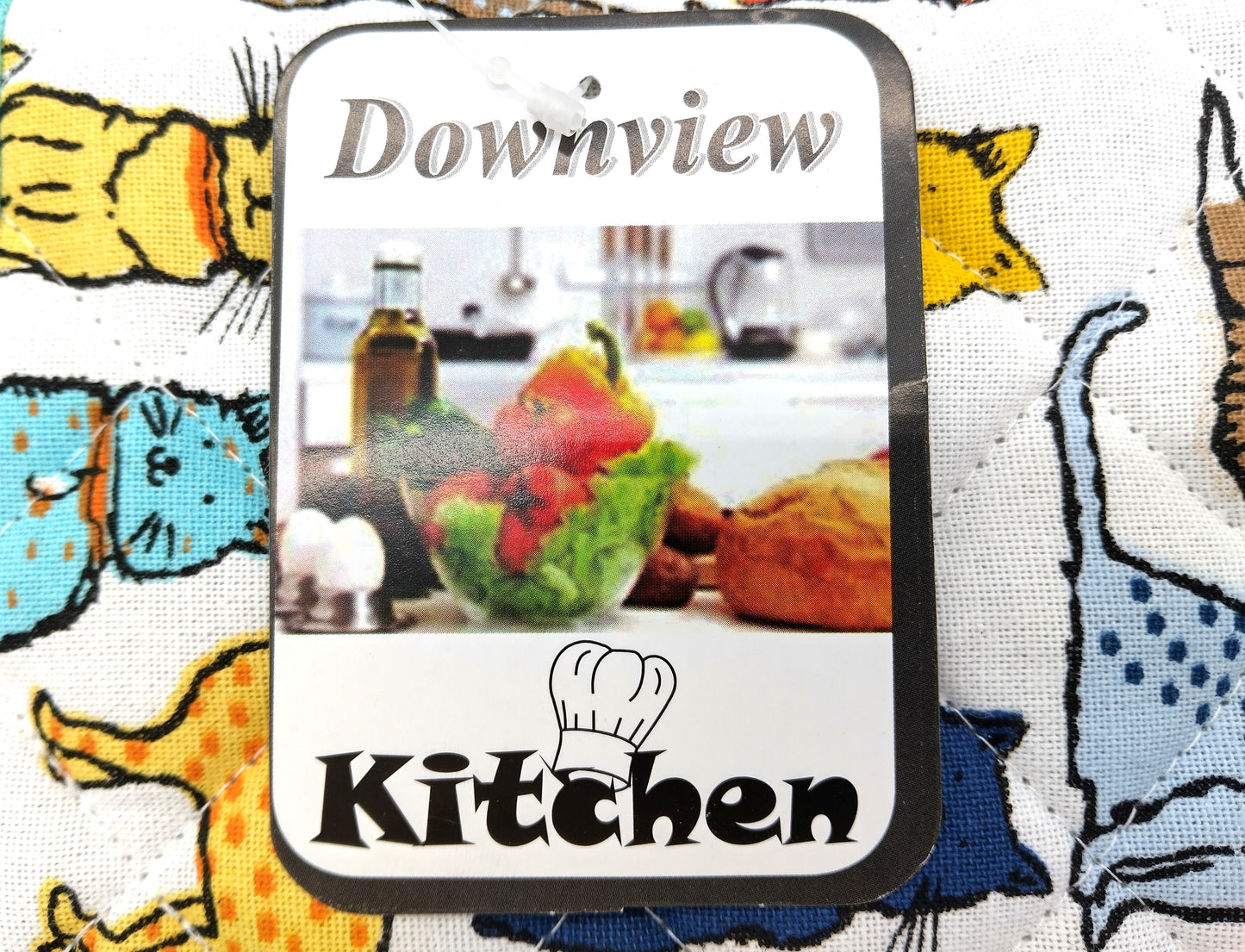 Set of 2 Oven Gloves - Colorful Cat Print Design.