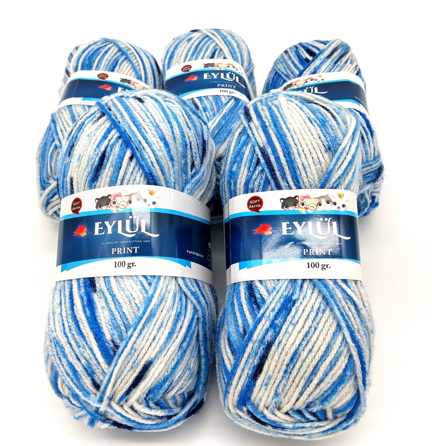 Hand Knitting Yarn. 5 x 100g  - Soft & Versatile Acrylic Yarn in Blue (5 x 100g)