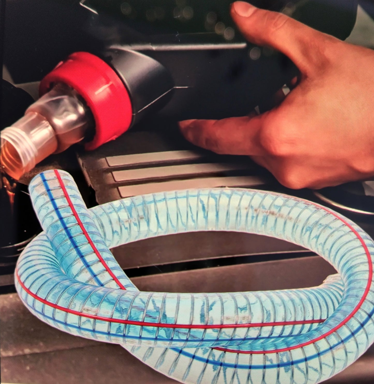 Spiral Hose Fuel Transfer , Oil , Water Hose - Fuel, Oil, and Water Transfer Hose (2m x 2.7cm) - Blue.