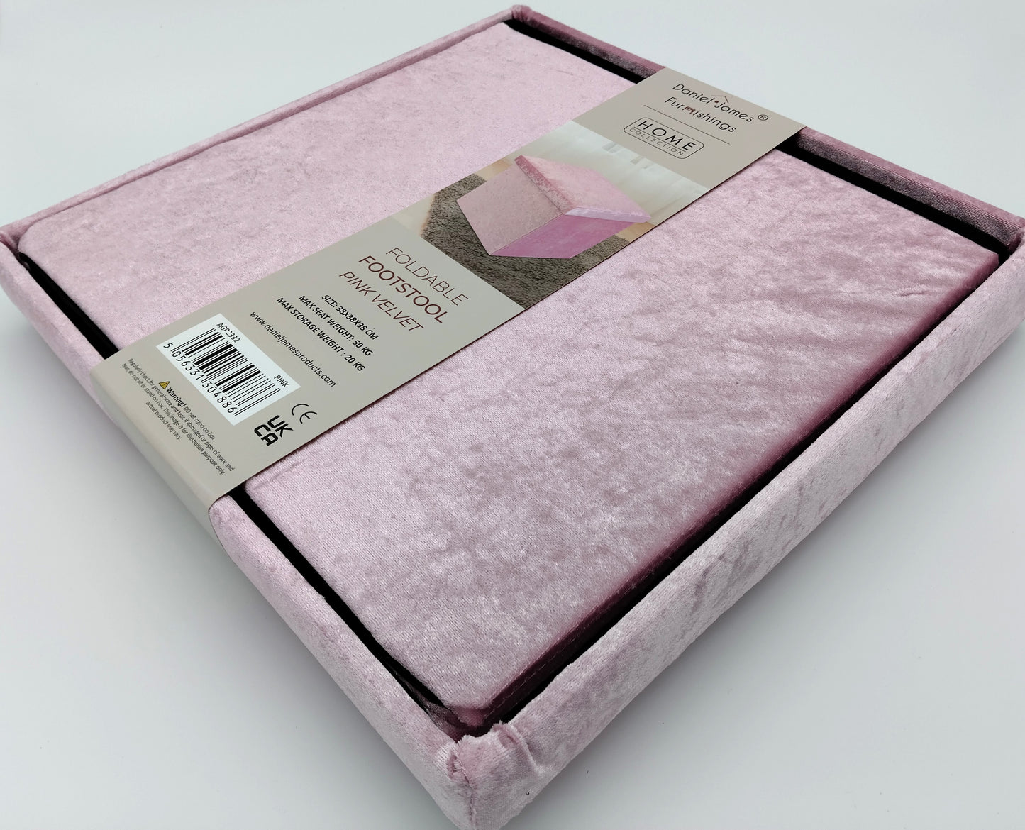 Foldable Footstool Pink Velvet. Elevate your space with the perfect blend of luxury and practicality.