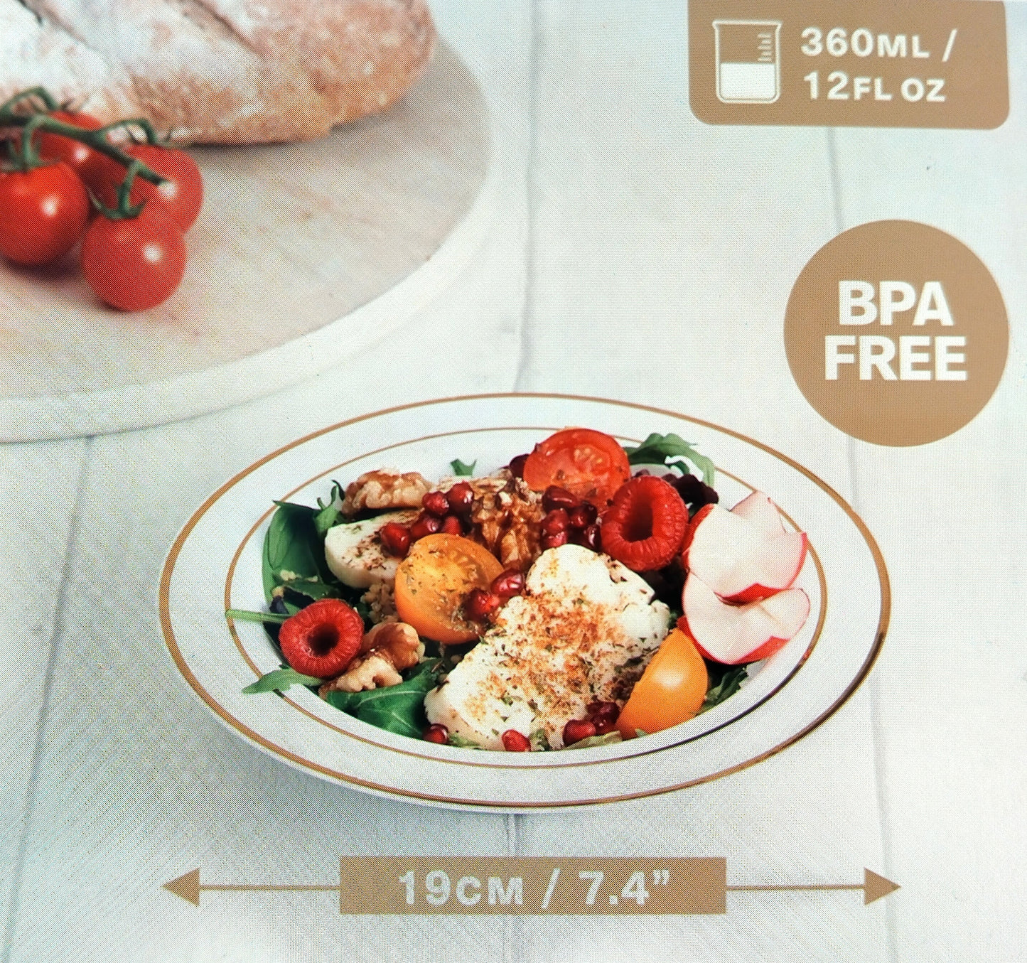 MATANA. 30 Border Plastic Bowls. 360ml. Upgrade your dining setup with MATANA 30 Border Plastic Bowls today!