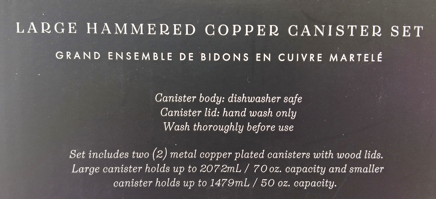 UNCOMMON James Large Hammered Copper Canicter. Set of 2. Upgrade your kitchen with style!